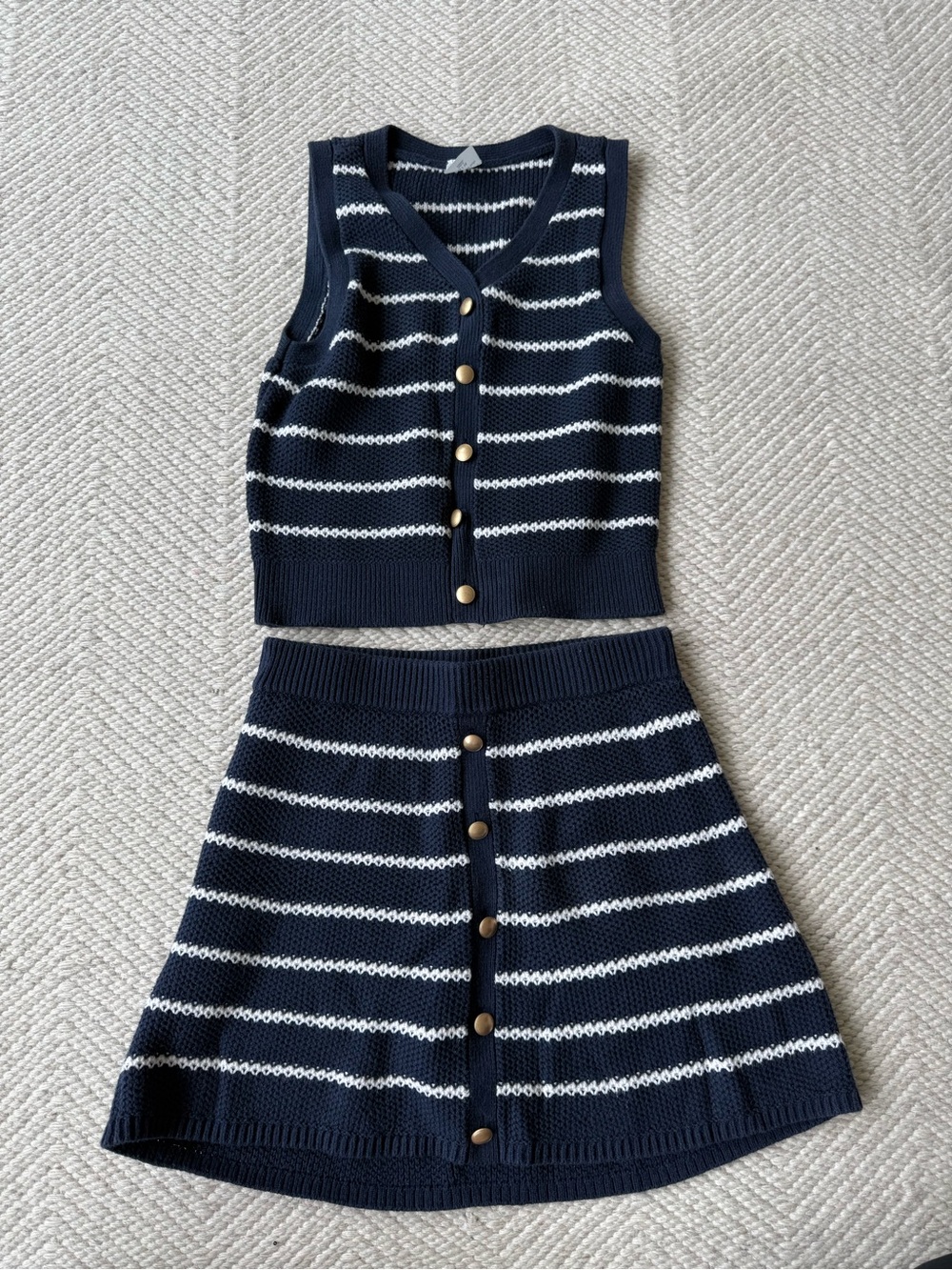 Abercrombie Kids Knit Skort Set Navy Striped sz 13/14